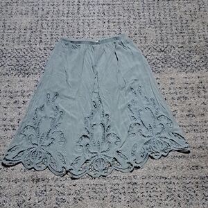 Elegant Sage Green A-Line Lace Skirt